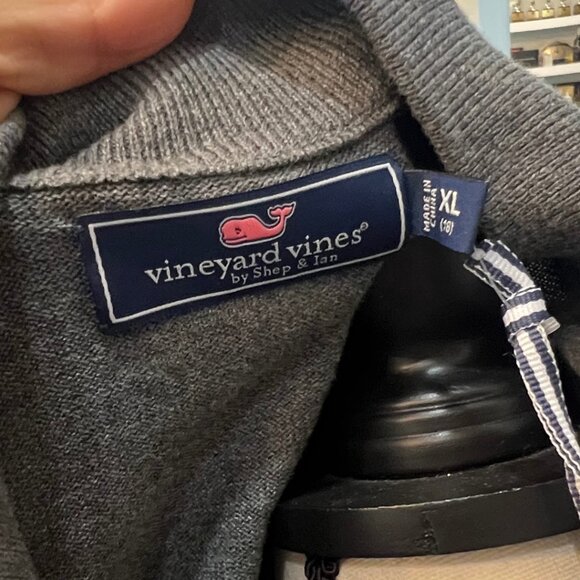 Vineyard Vines 1/4 Zip Sweater Sullivans Grey Boys XL (18) NWT - Picture 6 of 6